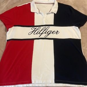 Tommy Hilfiger women’s XXL red, white and blue polo top.